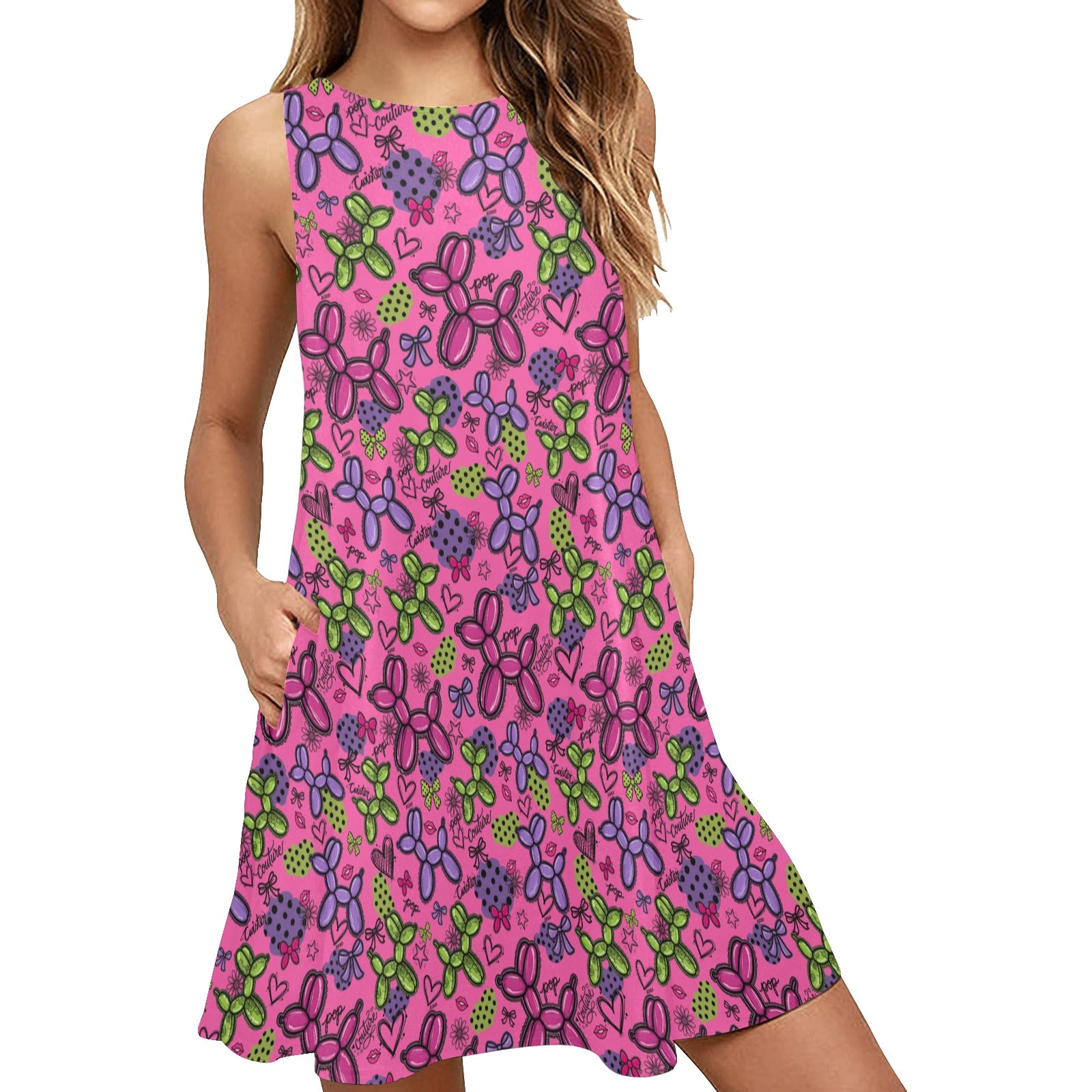Pop Couture Women’s Flowy Sleeveless Dress with Pockets