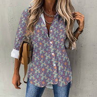 Garden Party Pup Women's Long Sleeve Button-Up Blouse