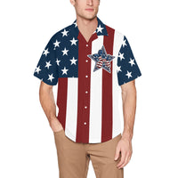 Patriotic Pups Men's Hawaiian Shirt with Chest Pocket