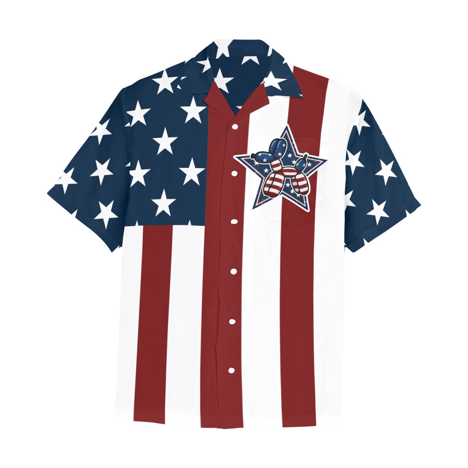Patriotic Pups Men's Hawaiian Shirt with Chest Pocket