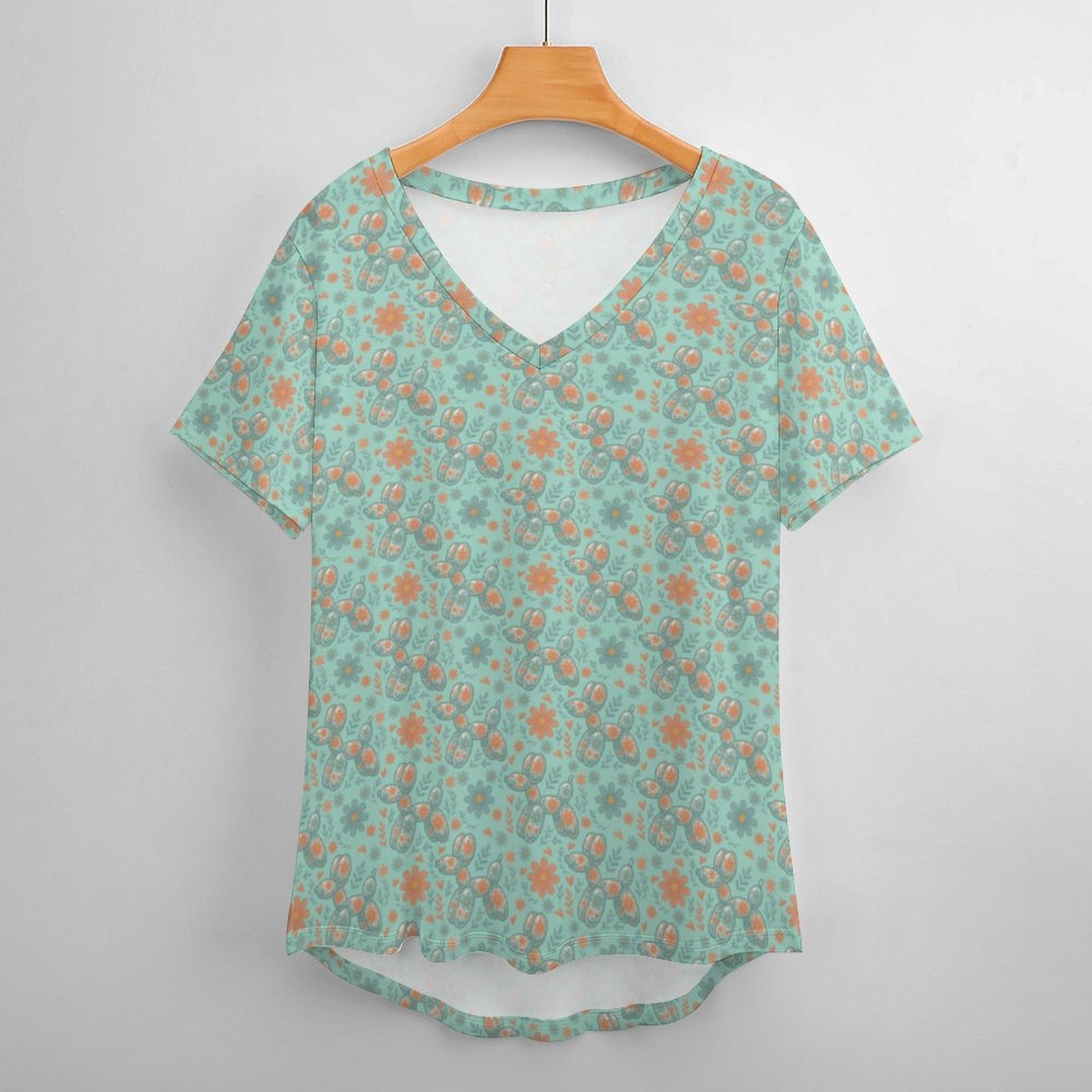 Garden Party Pup Women's Ice Silk V-Neck Top