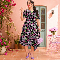 Petal Pop Relaxed Fit Belted Midi Dress