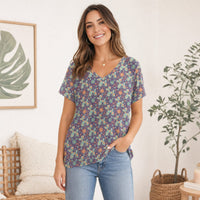 Garden Party Pup Women's Ice Silk V-Neck Top