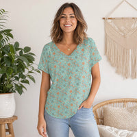 Garden Party Pup Women's Ice Silk V-Neck Top