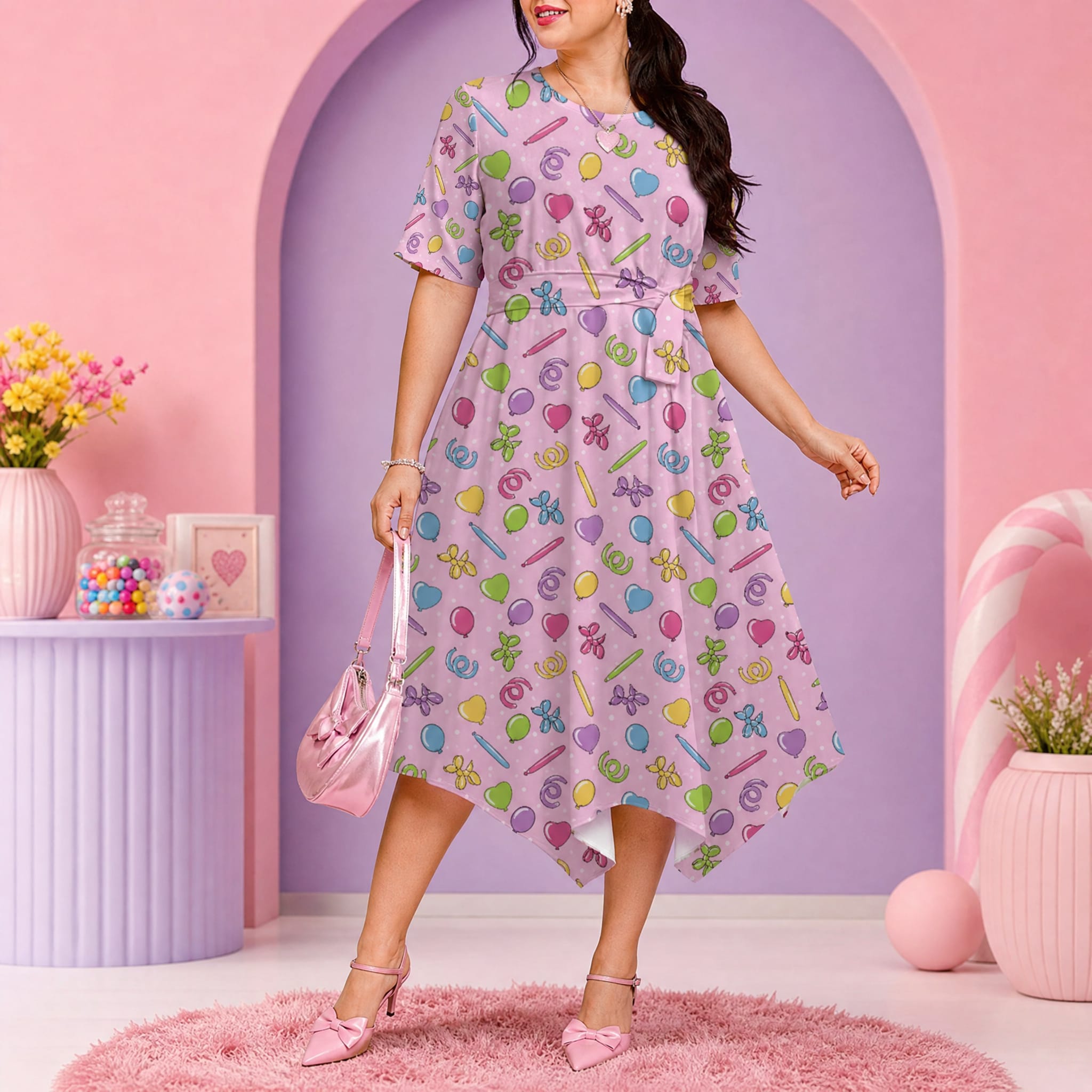 Twisterhood Relaxed Fit Belted Midi Dress