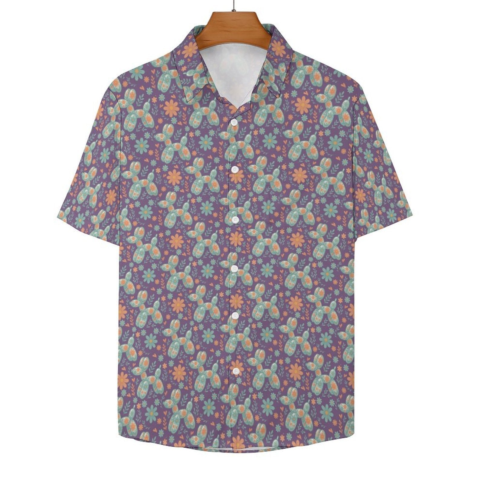 Garden Party Pup Women's Short Sleeve Button-Up Blouse