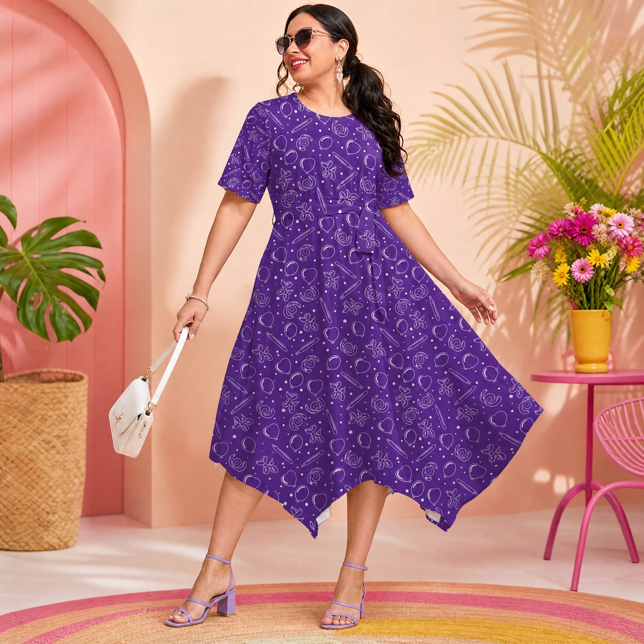 Twisterhood Relaxed Fit Belted Midi Dress