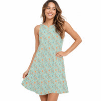 Garden Party Pup Women’s Flowy Sleeveless Dress with Pockets