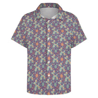 Garden Party Pup Women's Short Sleeve Button-Up Blouse