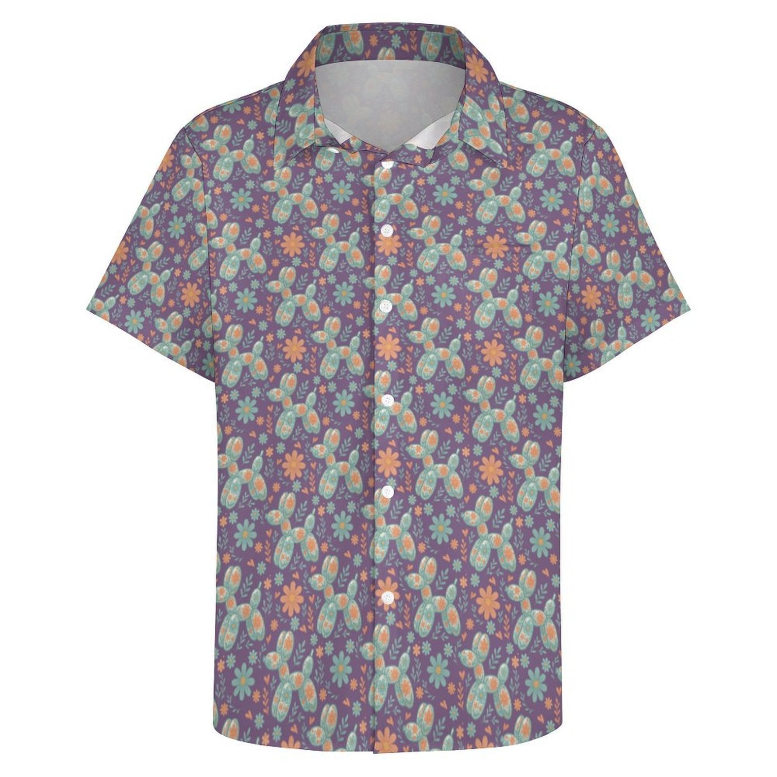 Garden Party Pup Women's Short Sleeve Button-Up Blouse