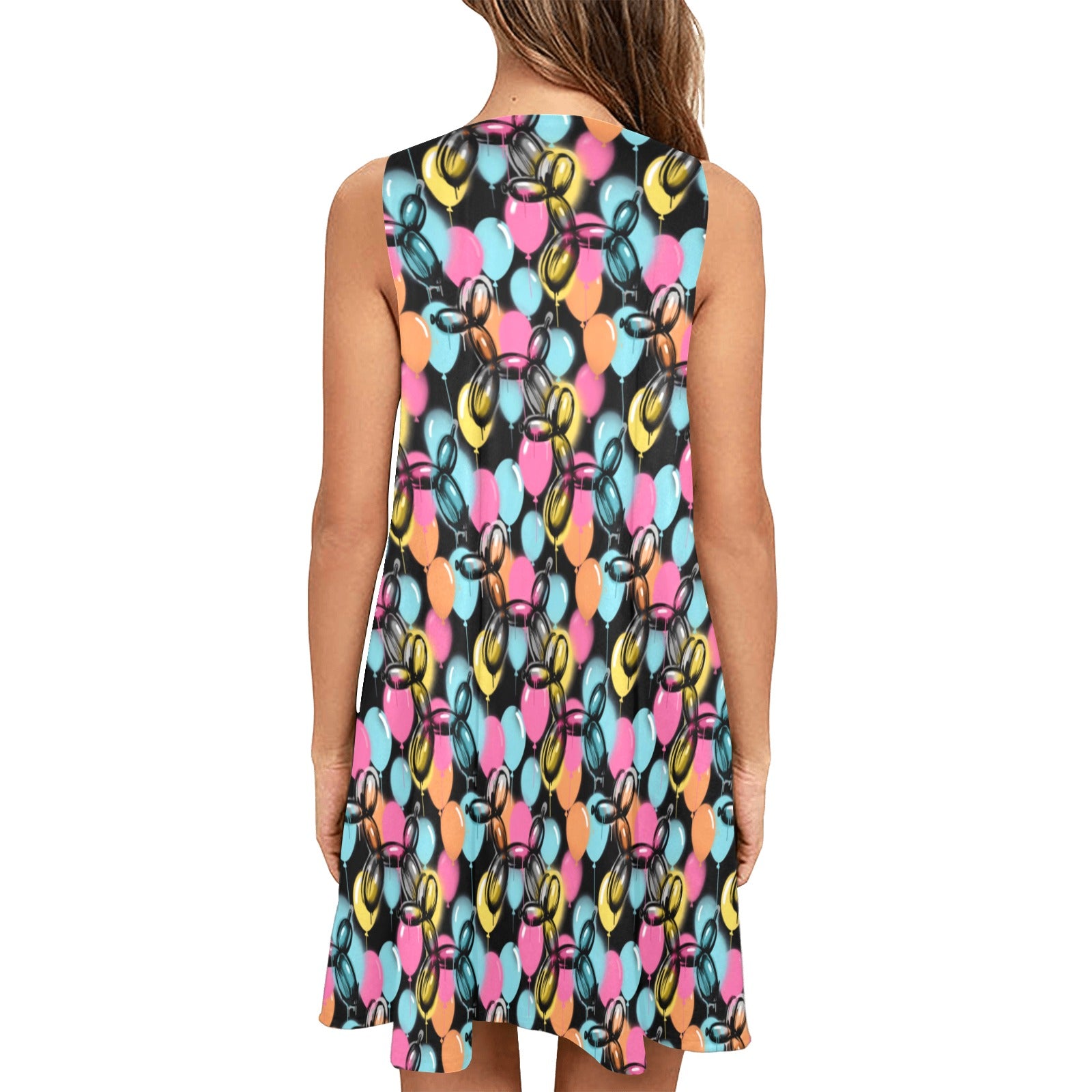 Graffiti Women’s Flowy Sleeveless Dress with Pockets