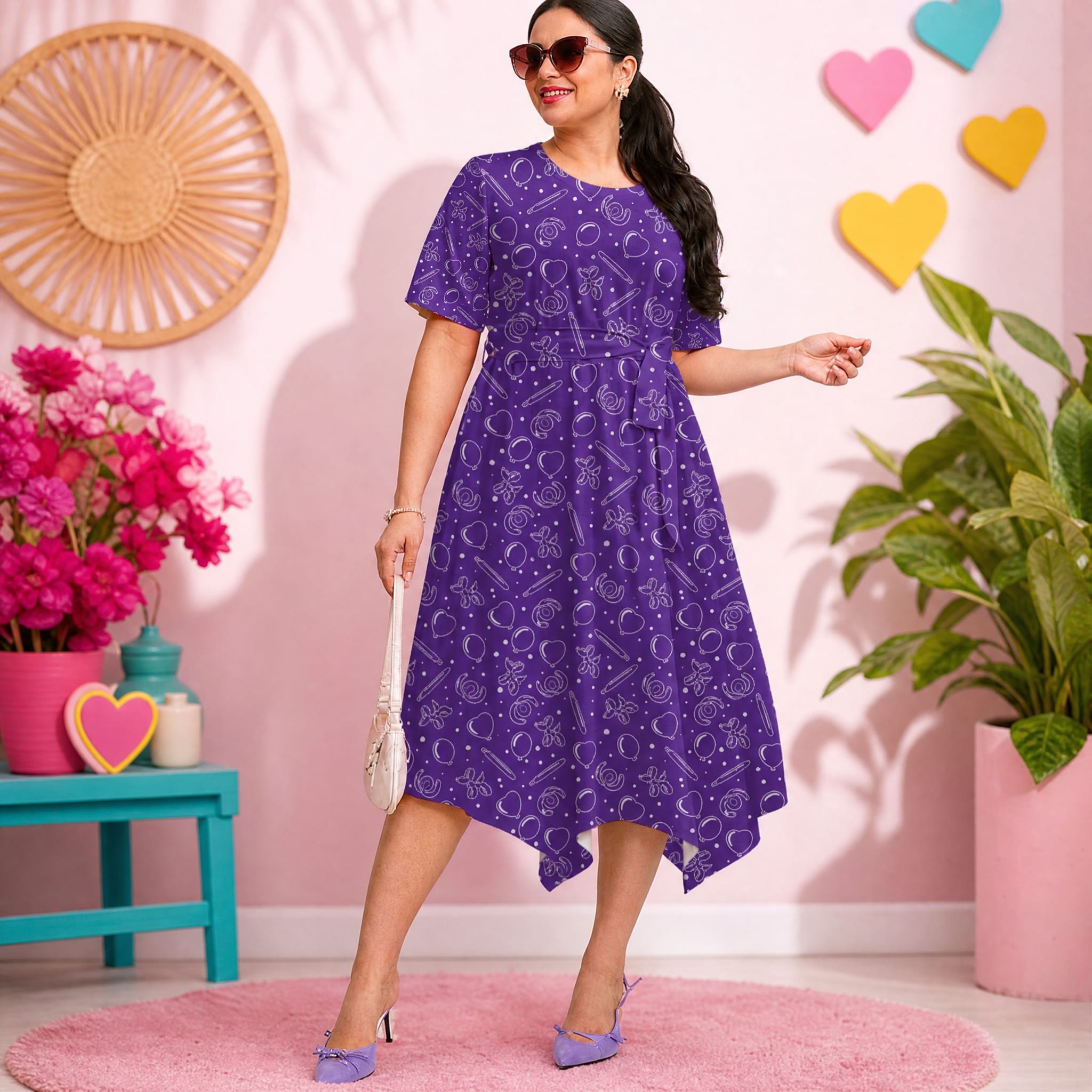 Twisterhood Relaxed Fit Belted Midi Dress