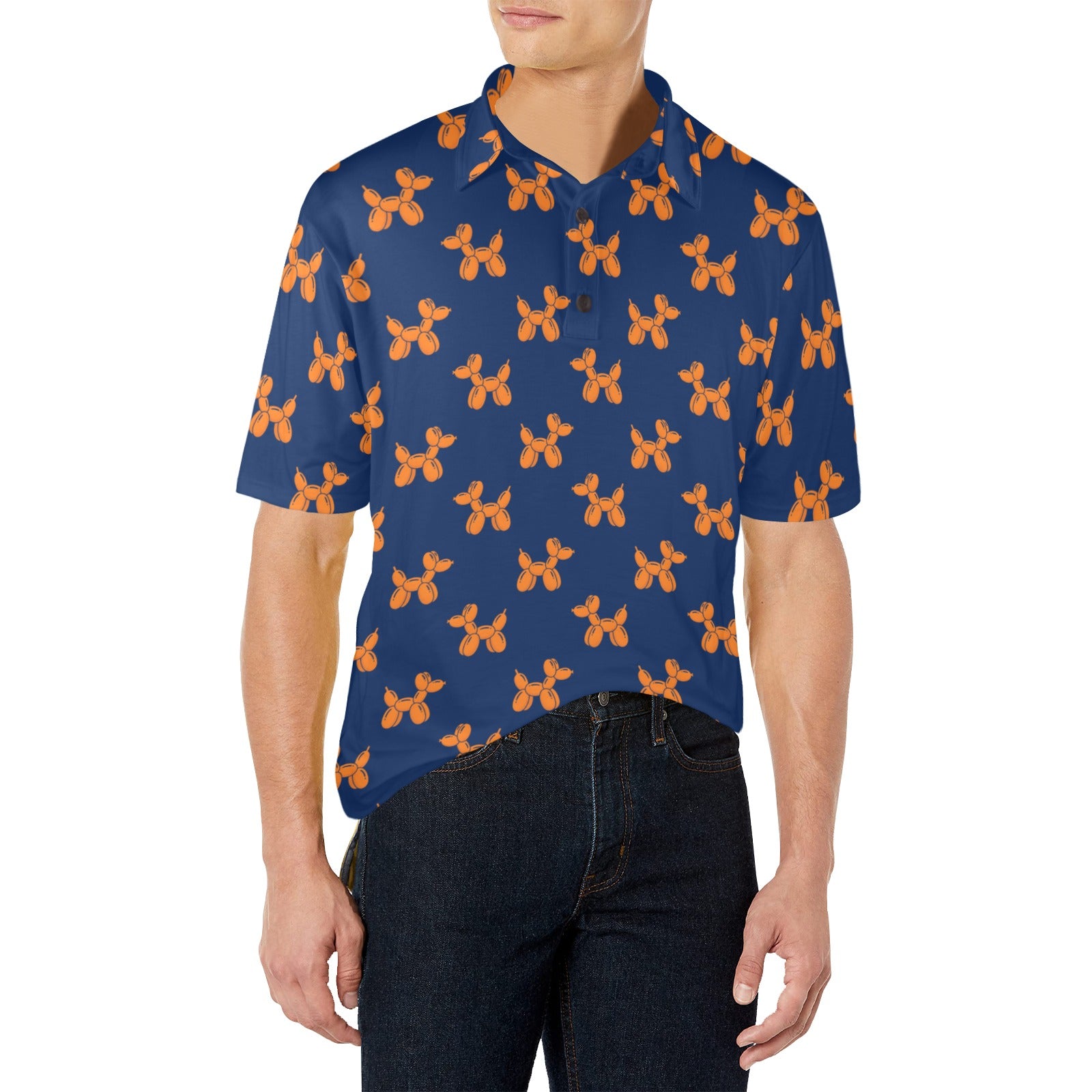 mensblazer Men's All Over Print Polo Shirt (Model T55)