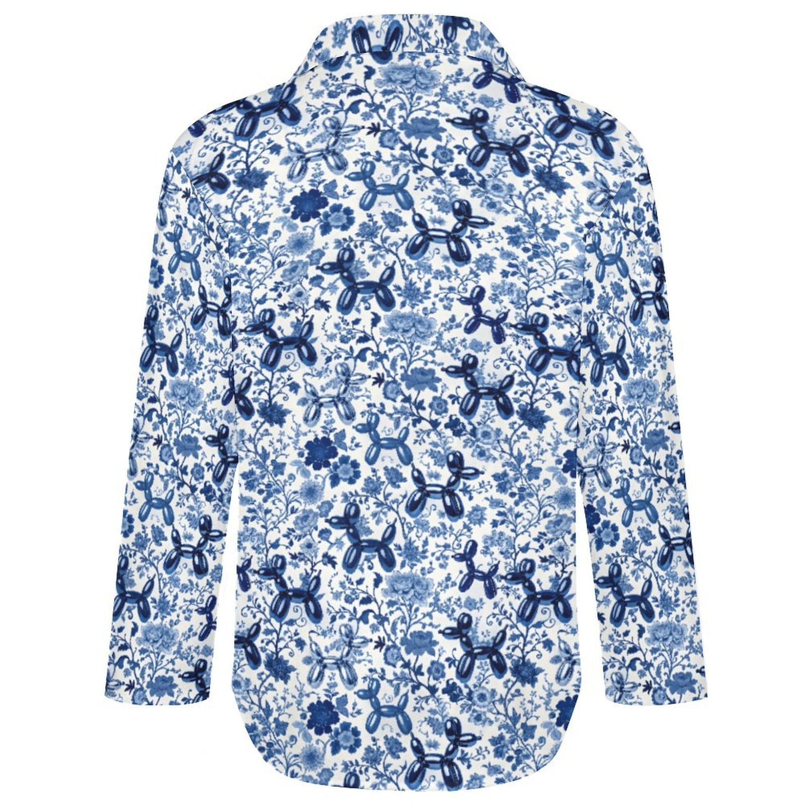 Porcelain Pups Women's Long Sleeve Button-Up Blouse