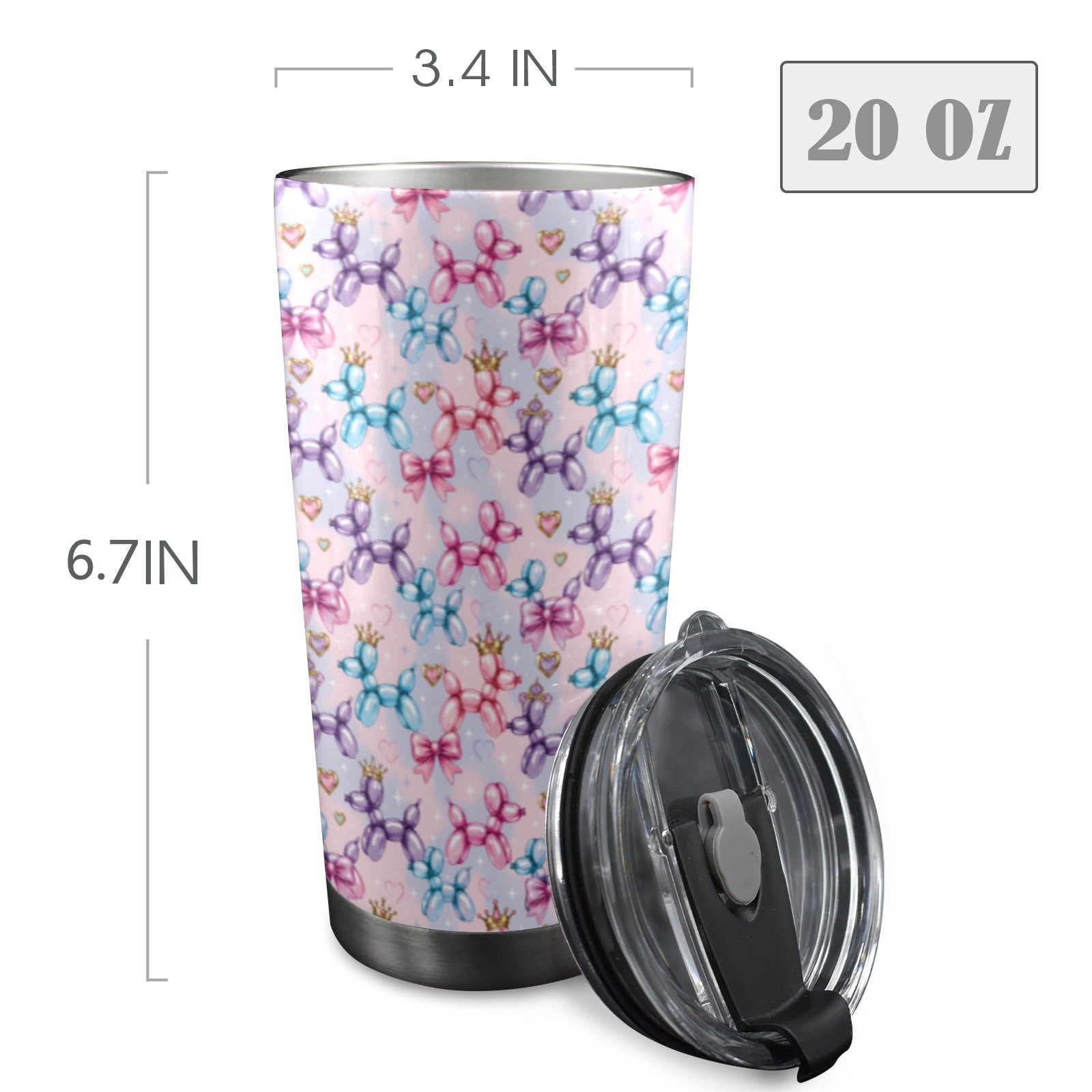 Perfectly Princess 20oz Stainless Steel Tumbler with Lid
