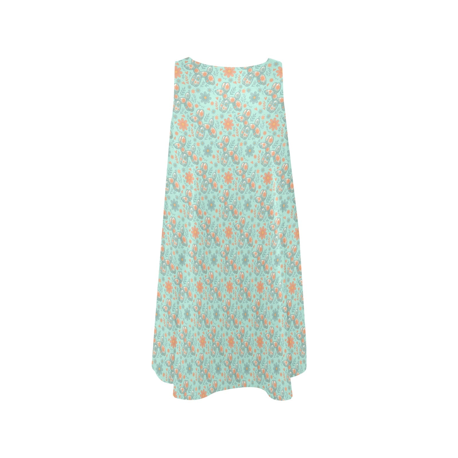 Garden Party Pup Women’s Flowy Sleeveless Dress with Pockets