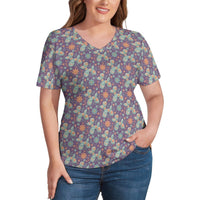 Garden Party Pup Women's Ice Silk V-Neck Top