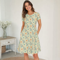 Garden Party Pup Women's Short Sleeve Party Dress