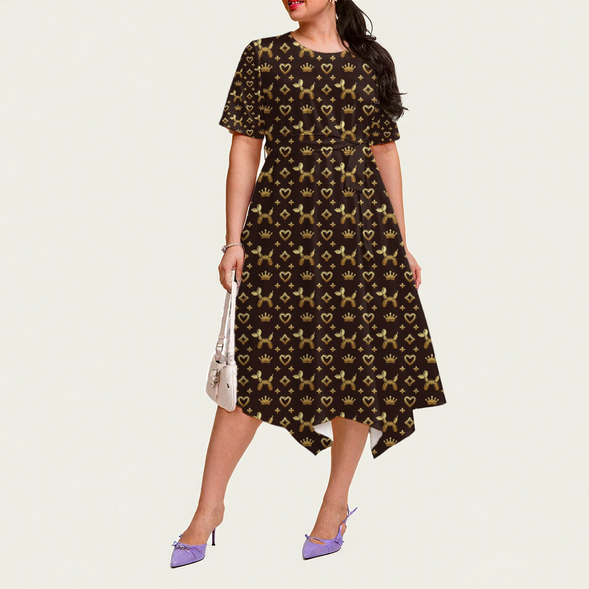 Decadent Dogs Relaxed Fit Belted Midi Dress