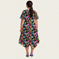 Graffiti Relaxed Fit Belted Midi Dress