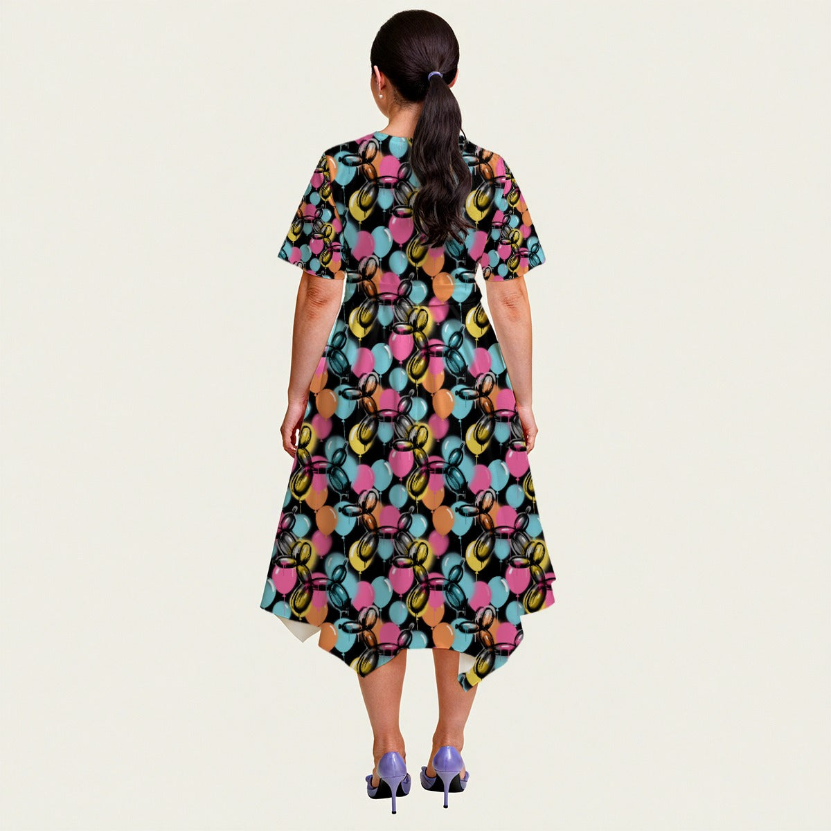Graffiti Relaxed Fit Belted Midi Dress