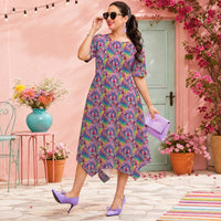 Aurora Pop Relaxed Fit Belted Midi Dress