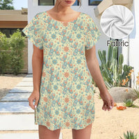 Garden Party Pup Women's Shirt Dress with Pockets