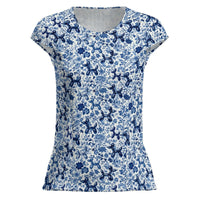 Porcelain Pups Women's Cap Sleeve Ice Silk Shirt
