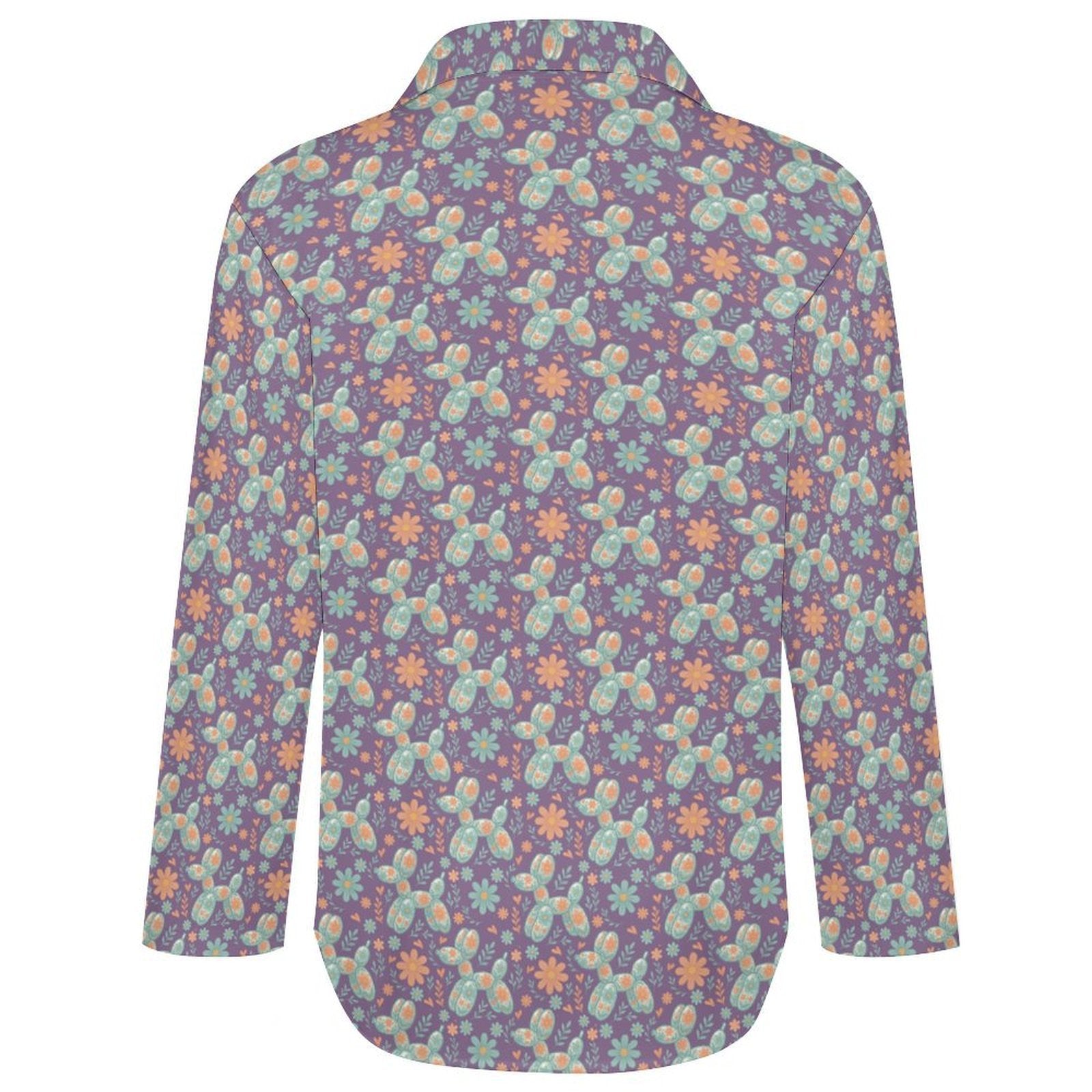 Garden Party Pup Women's Long Sleeve Button-Up Blouse