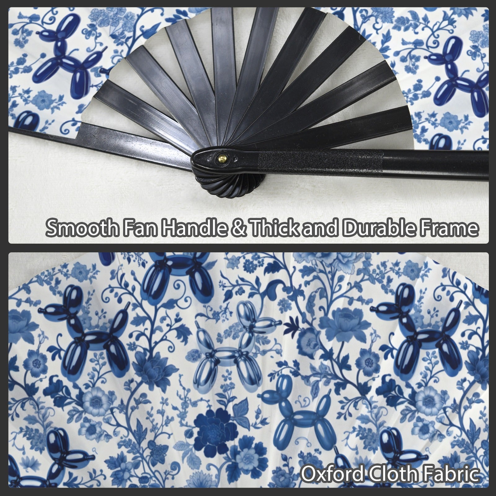 Porcelain Pups Folding Clack Fan