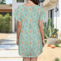 Garden Party Pup Women's Shirt Dress with Pockets