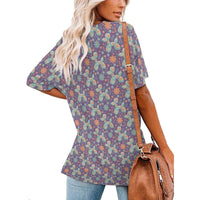 Garden Party Pup Women's Ice Silk V-Neck Top