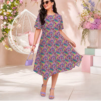 Aurora Pop Relaxed Fit Belted Midi Dress
