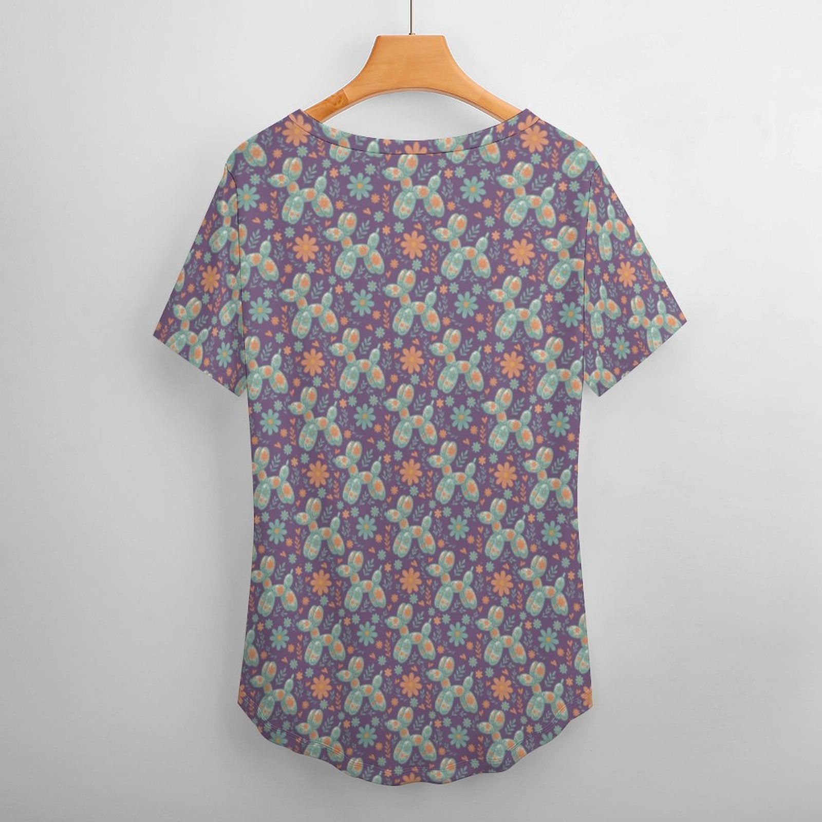 Garden Party Pup Women's Ice Silk V-Neck Top