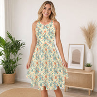 Garden Party Pup Women’s Fit & Flare Sleeveless Dress