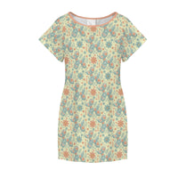 Garden Party Pup Women's Shirt Dress with Pockets