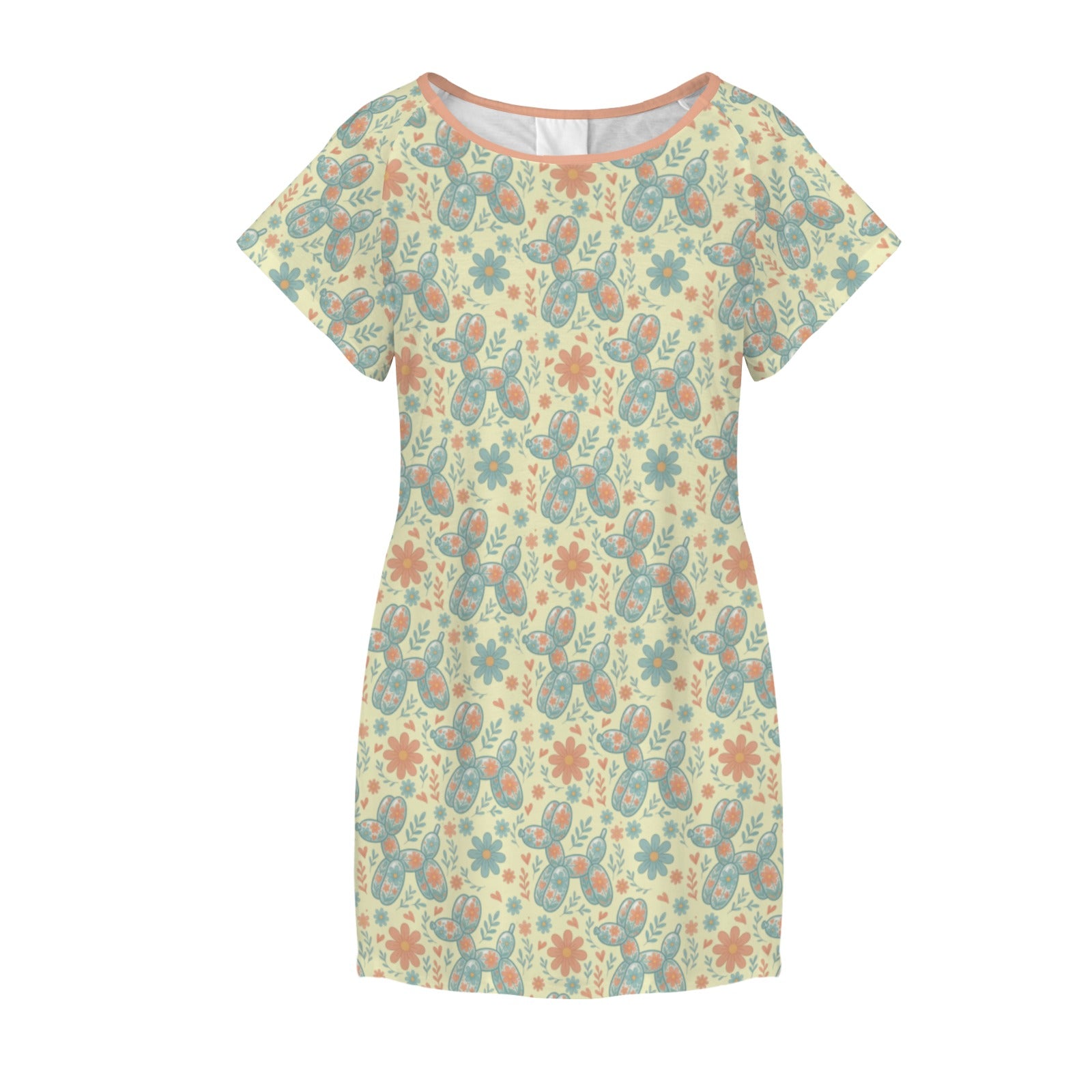 Garden Party Pup Women's Shirt Dress with Pockets