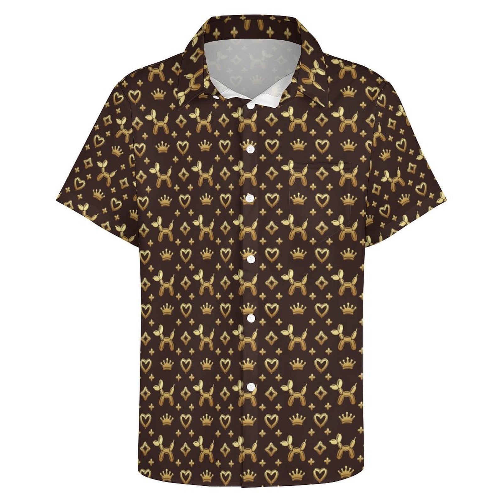 Decadent Dogs Men's Short Sleeve Button-Up Shirt with Chest Pocket