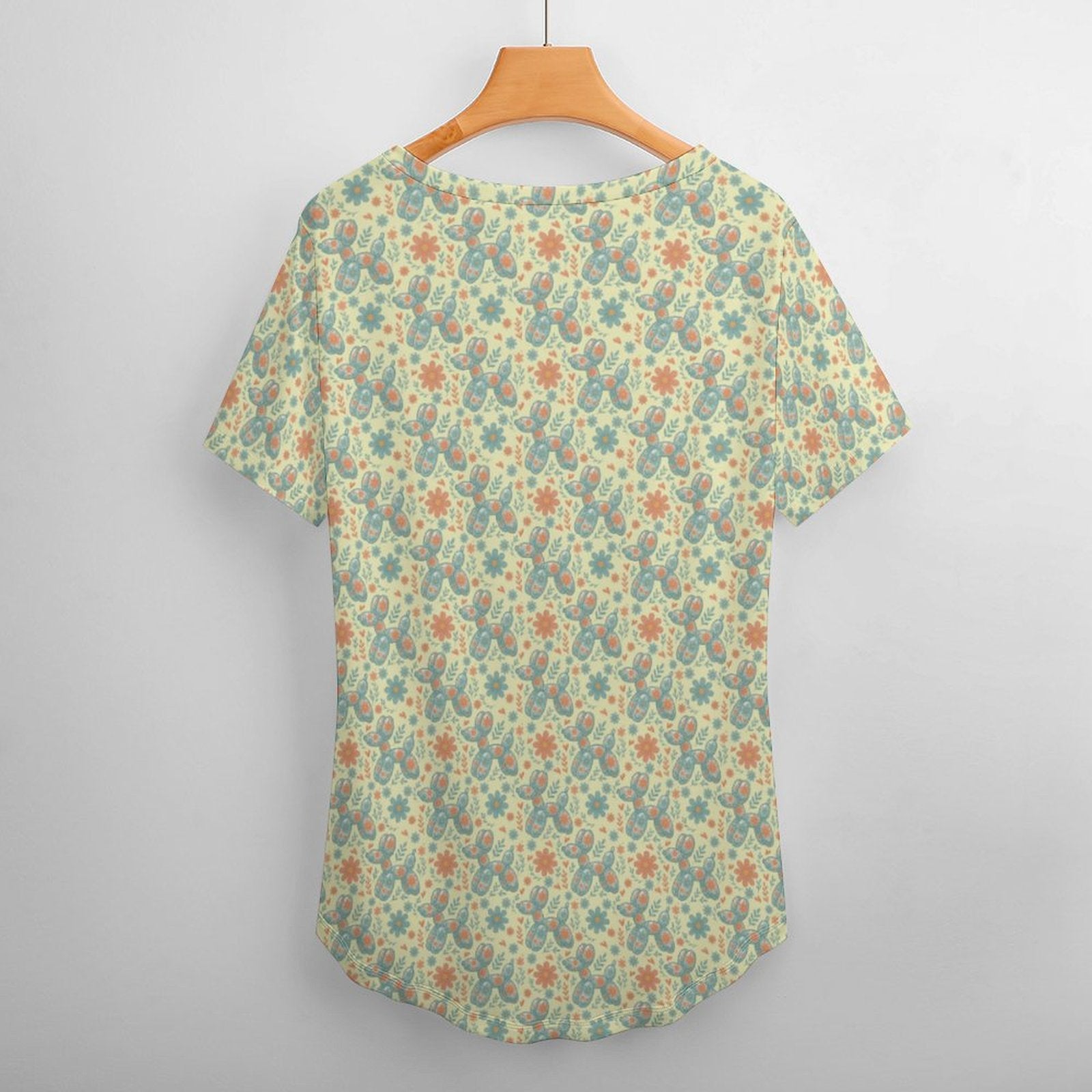 Garden Party Pup Women's Ice Silk V-Neck Top