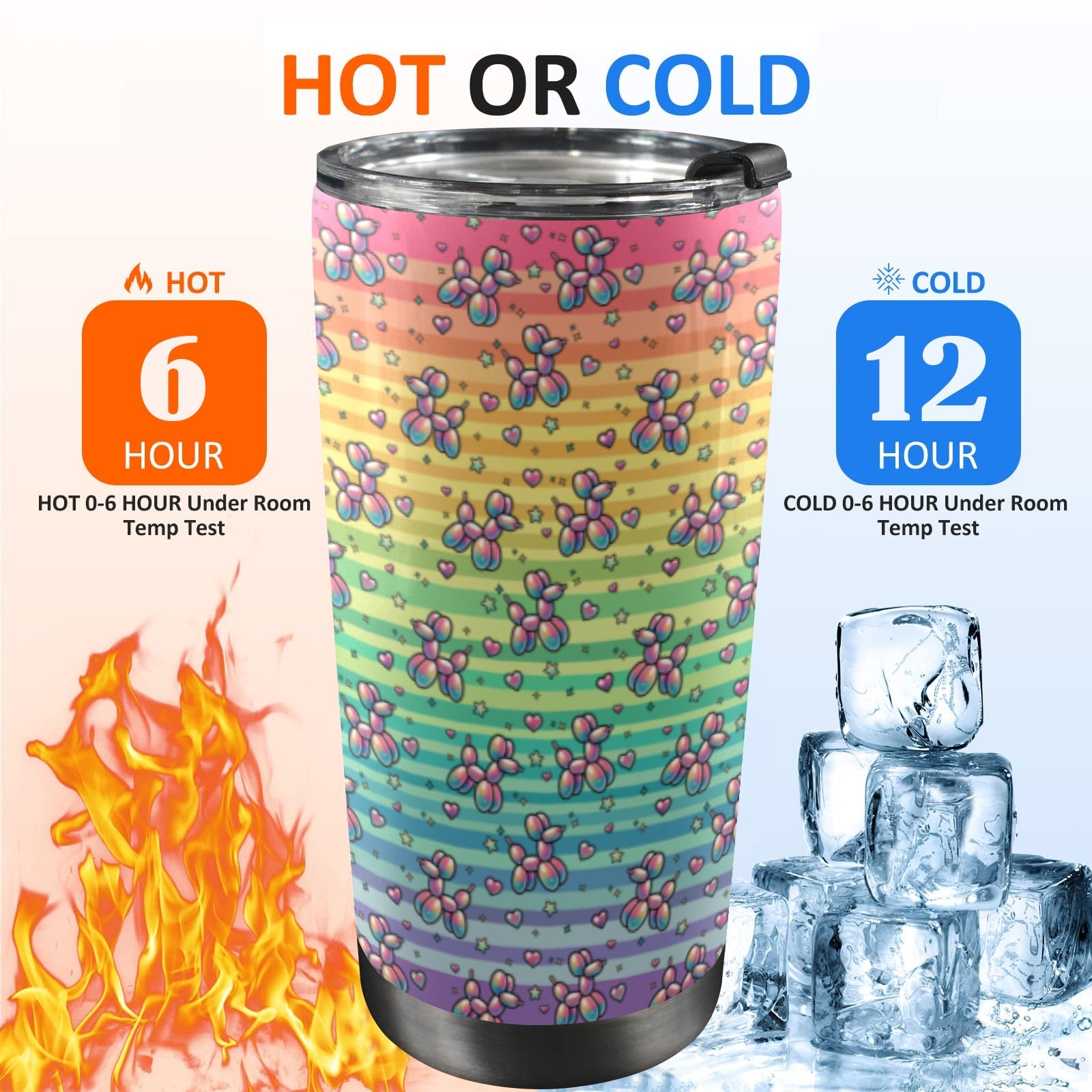 Retro Rainbow 20oz Stainless Steel Tumbler with Lid