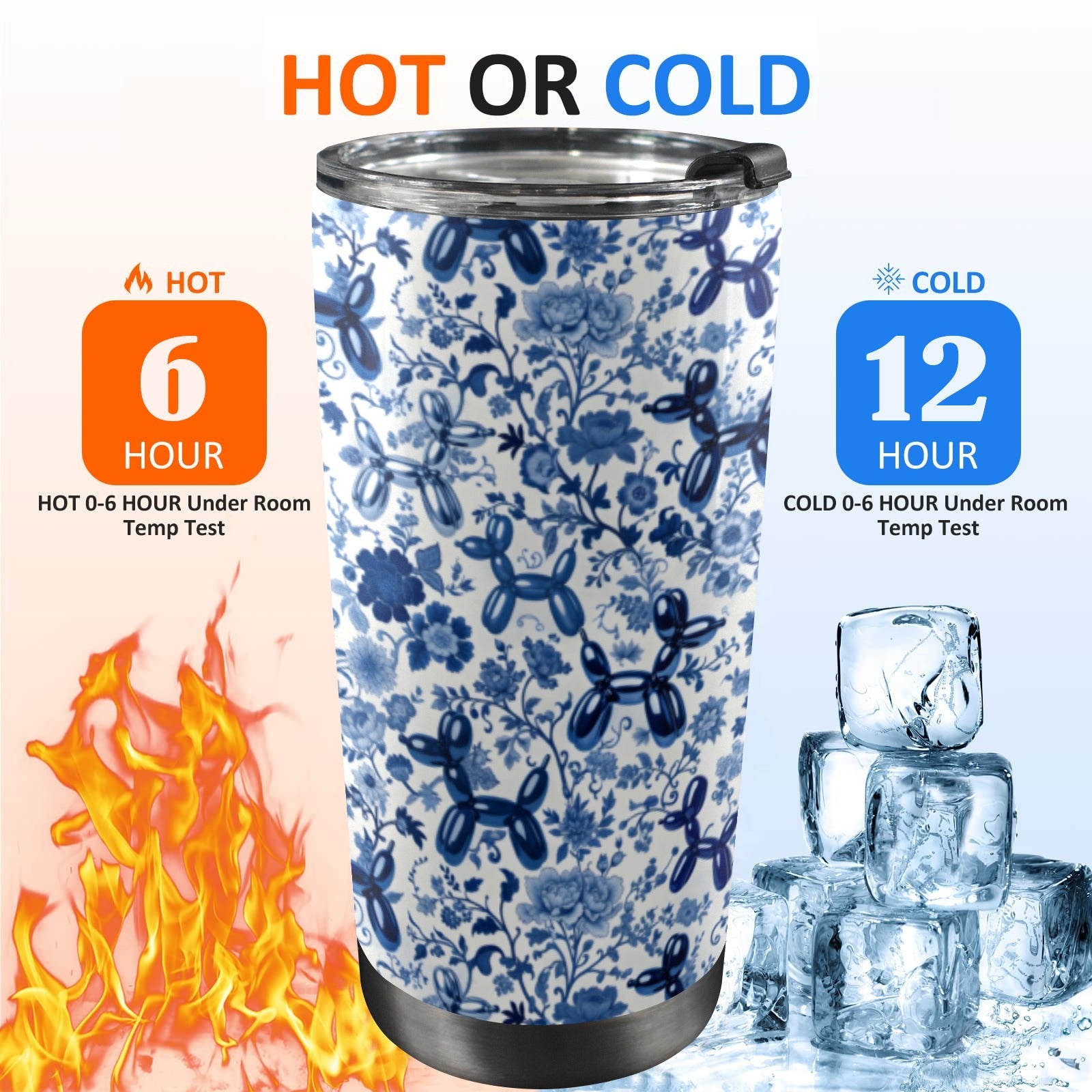 Porcelain Pups 20oz Stainless Steel Tumbler with Lid