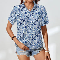 Porcelain Pups Women's Short Sleeve Button-Up Blouse