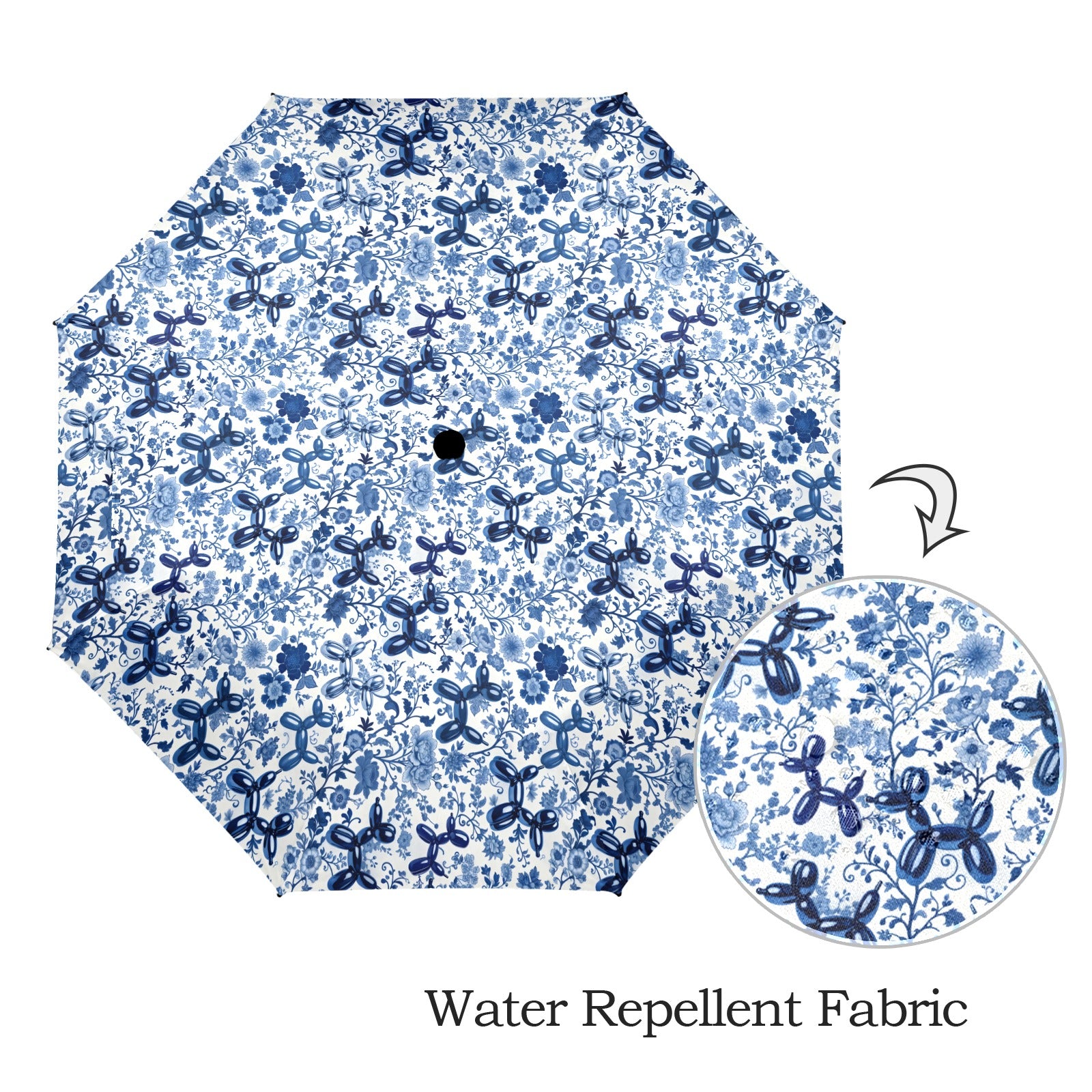 Porcelain Pups Semi-Automatic Foldable Umbrella
