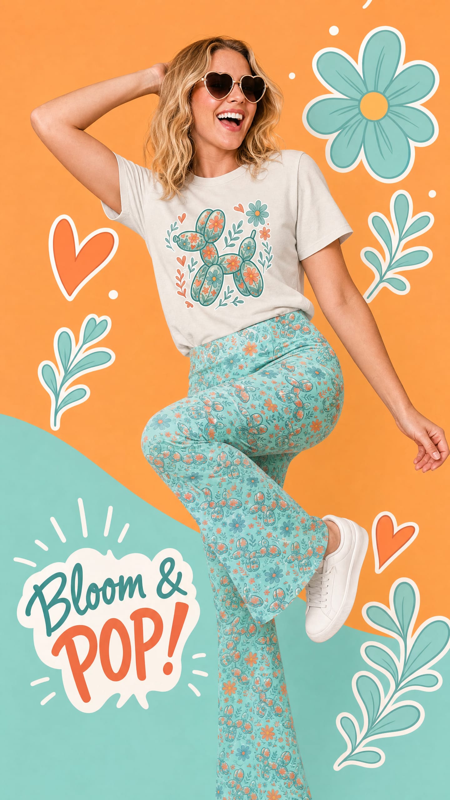 Garden Party Pup Women's Flare Leggings