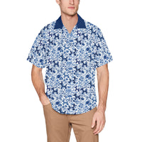 Porcelain Pups Men's Hawaiian Shirt with Chest Pocket