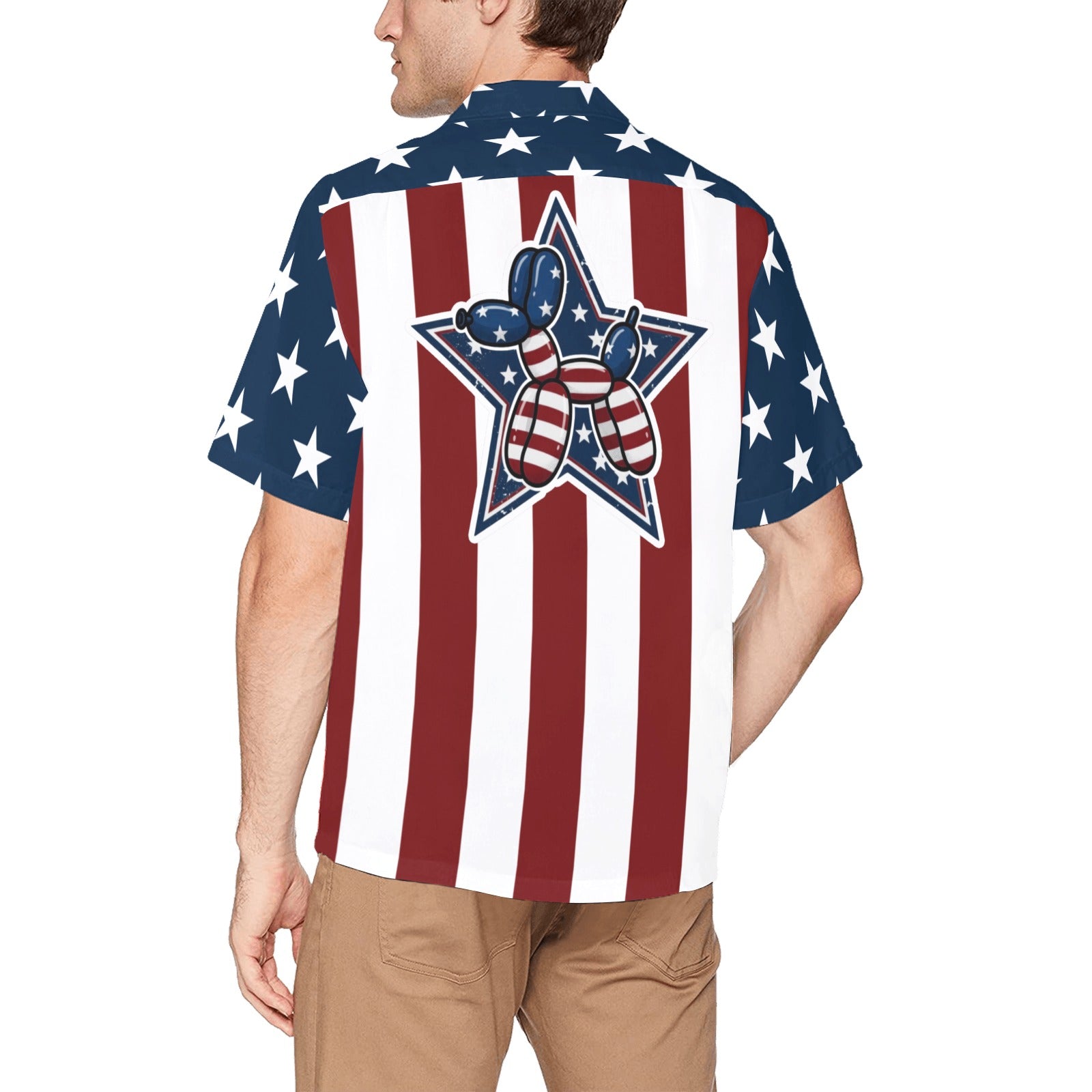 Patriotic Pups Men's Hawaiian Shirt with Chest Pocket