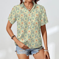 Garden Party Pup Women's Short Sleeve Button-Up Blouse