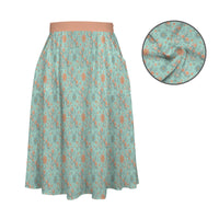 Garden Party Pup Women's Elastic Waist Midi Skirt with Pockets