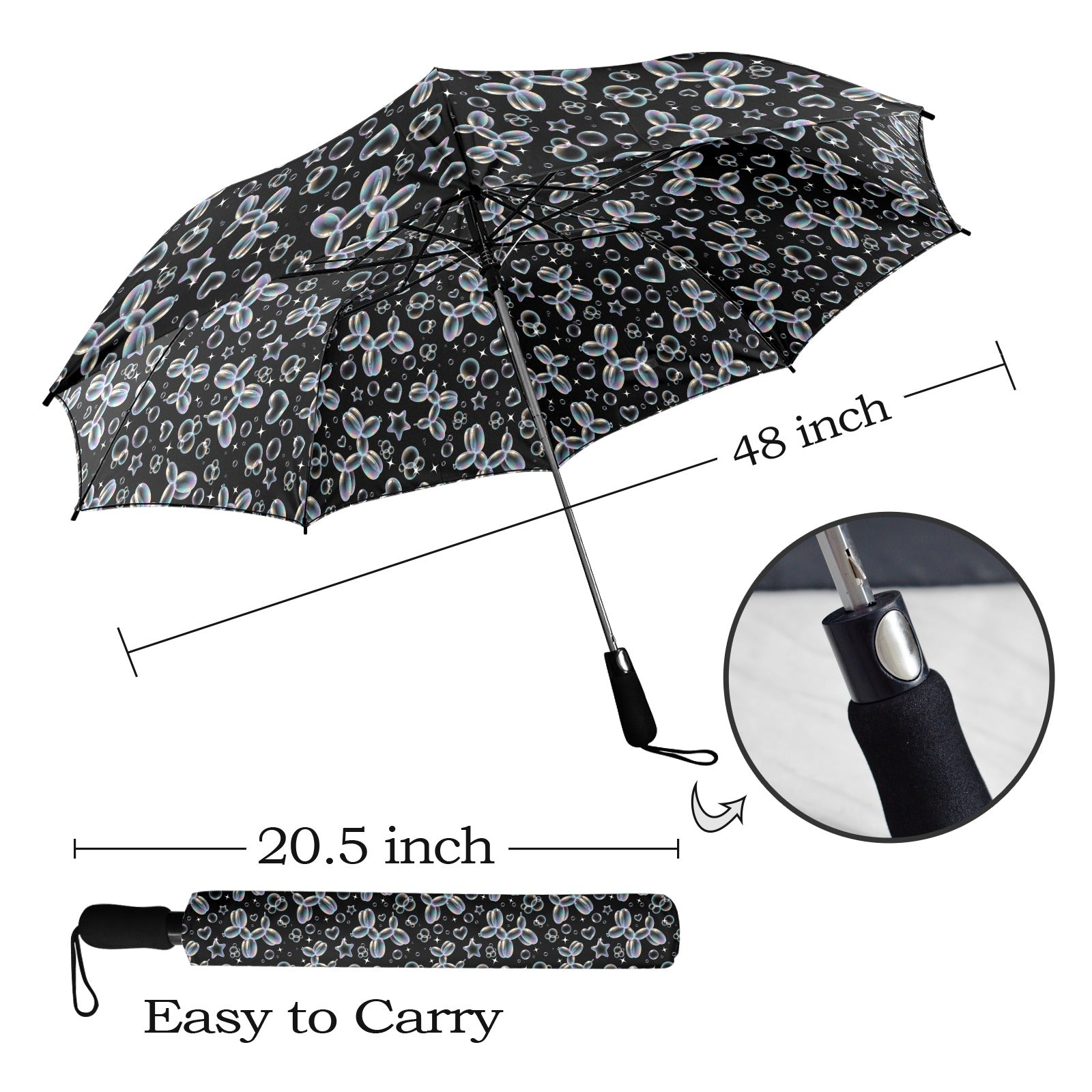 Bubble Balloon Dogs Semi-Automatic Foldable Umbrella