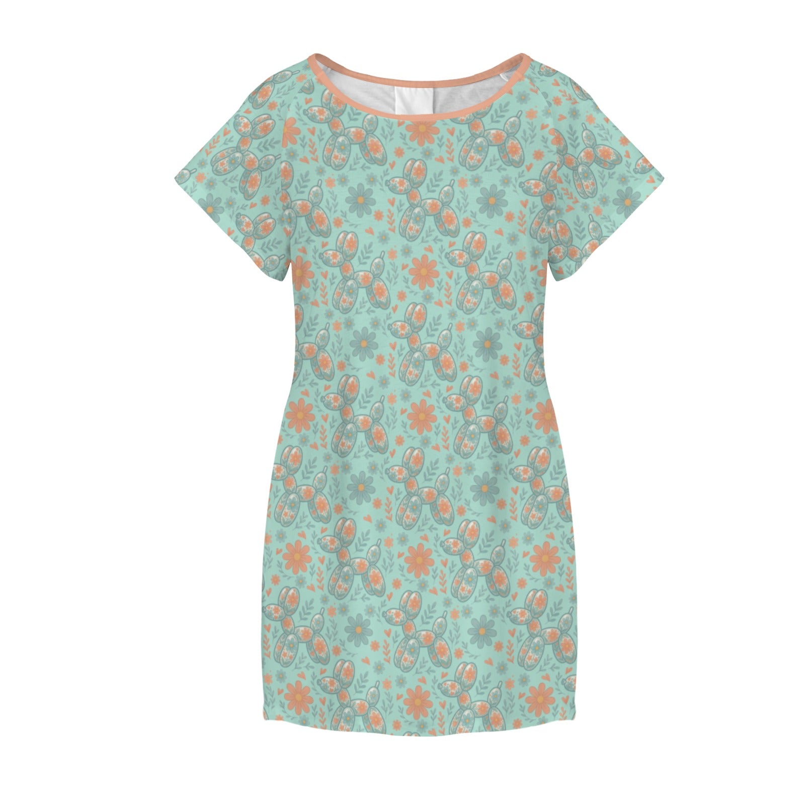 Garden Party Pup Women's Shirt Dress with Pockets